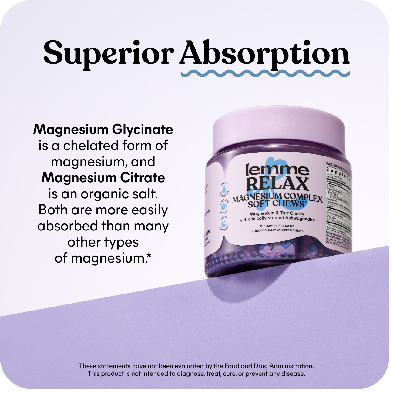 Lemme Relax Magnesium Soft Chews - Lifestyle Clean Taste Gummies