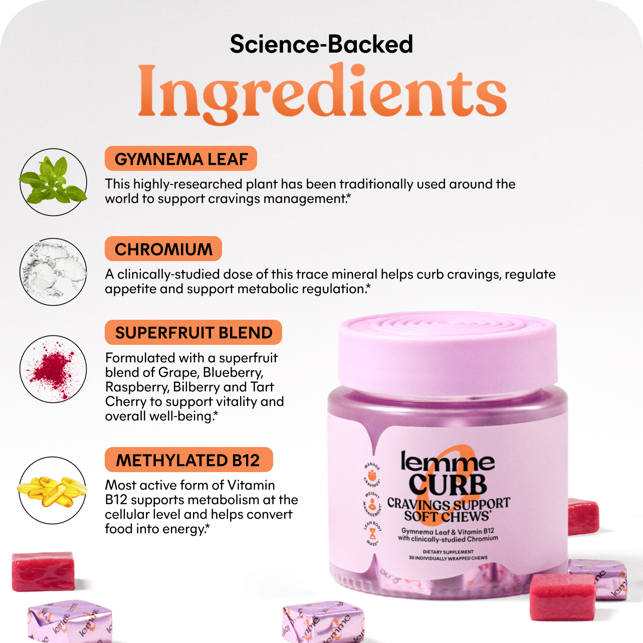 Lemme Curb Soft Chews - Clean Taste Wellness Gummies