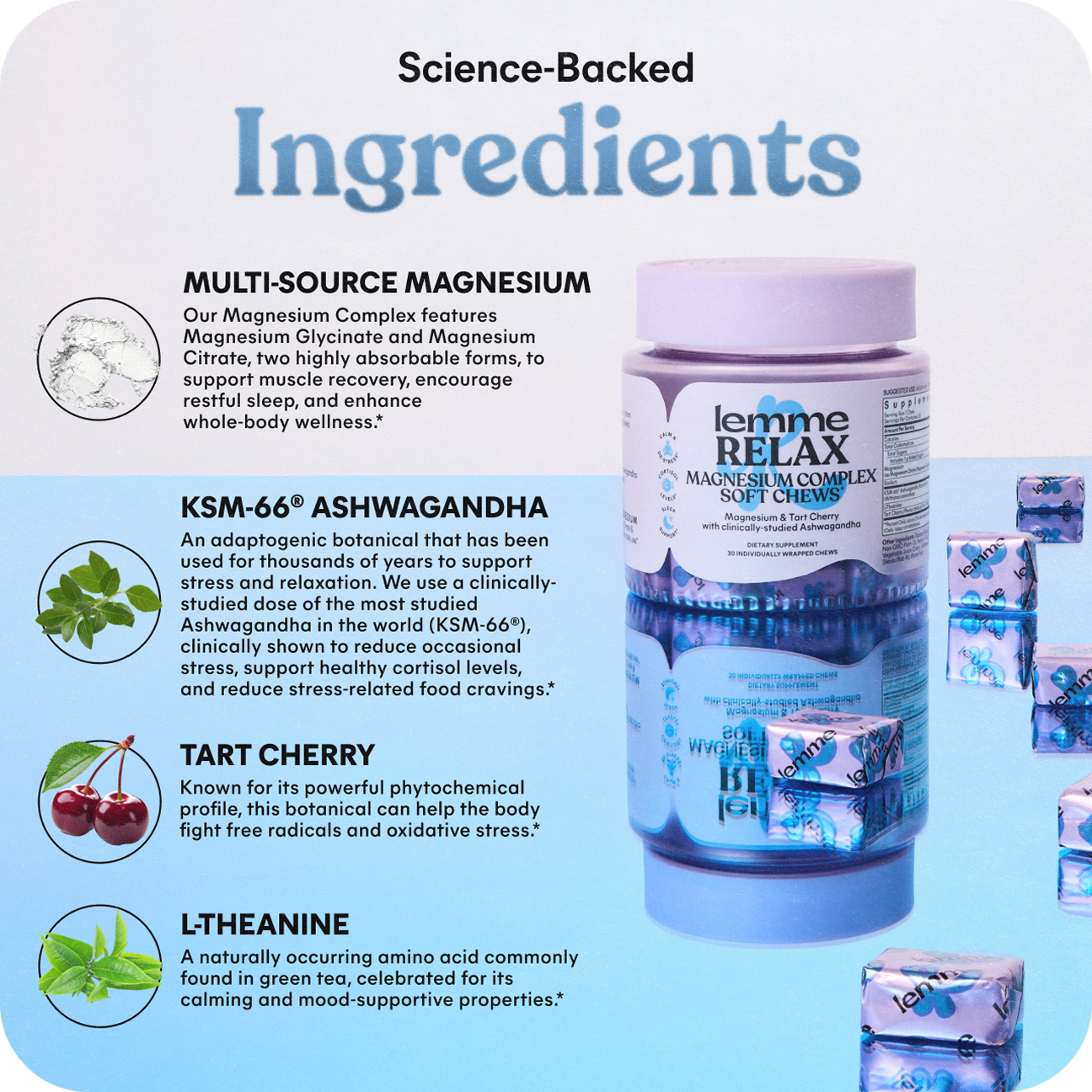 Lemme Relax Magnesium Soft Chews - Lifestyle Clean Taste Gummies
