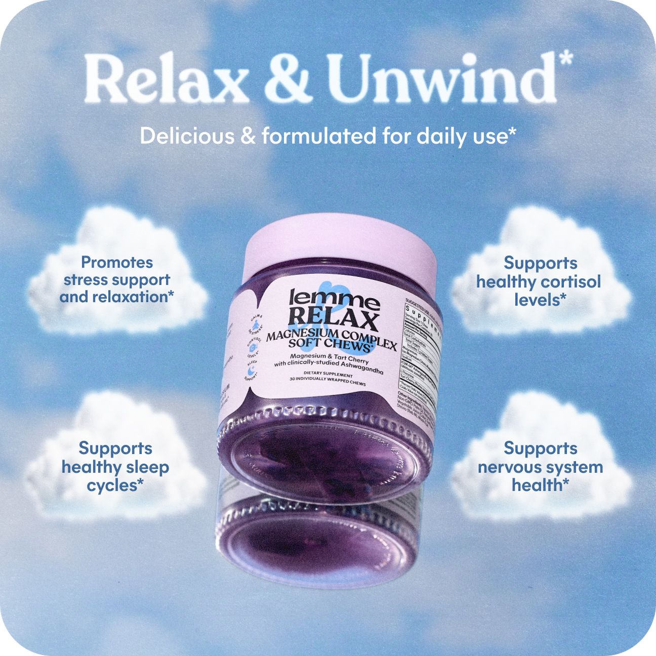 Lemme Relax Magnesium Soft Chews - Lifestyle Clean Taste Gummies